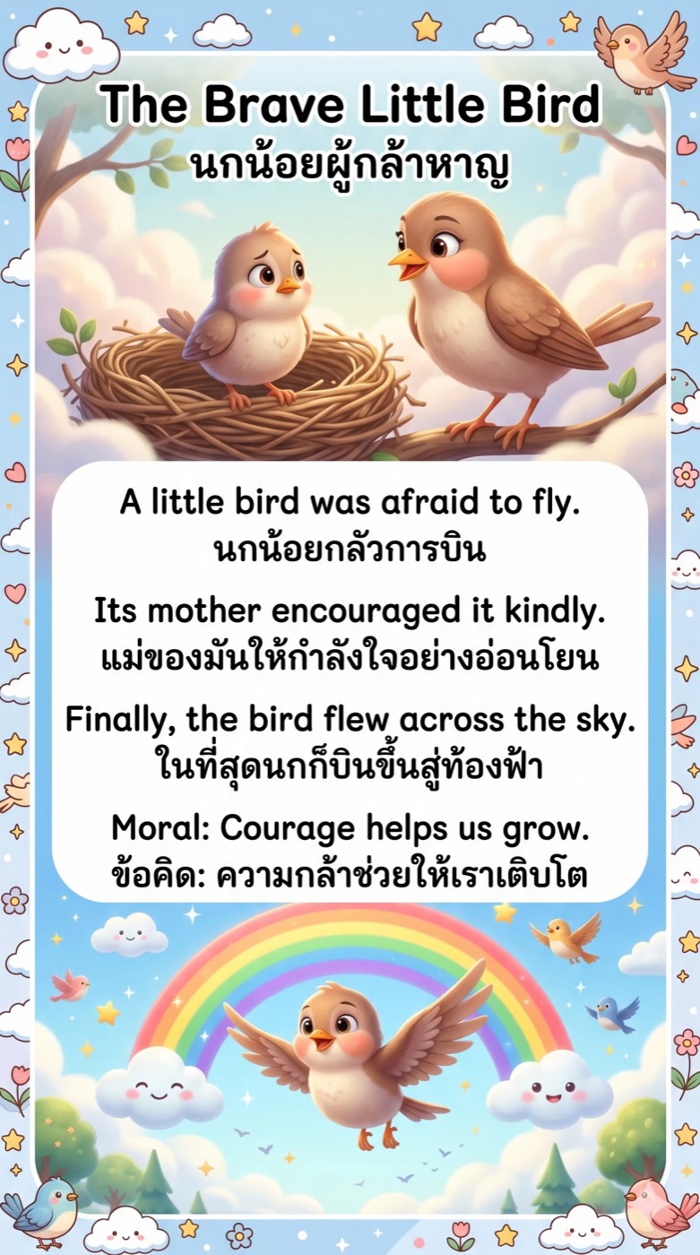 นิทานเรื่อง "The Brave Little Bird"